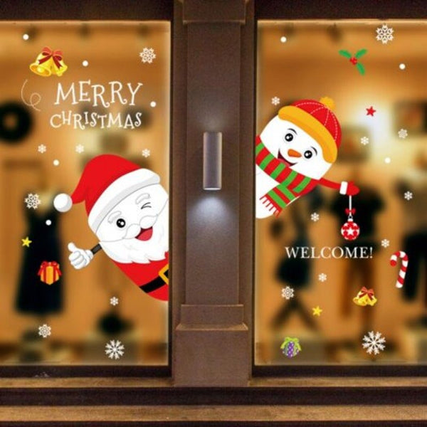 Merry Christmas Pvc Door Wall Sticker Multi Seasonal Decorations