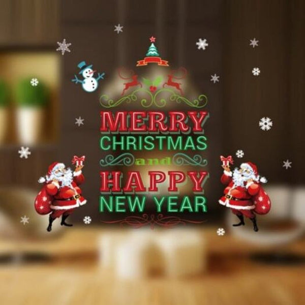 Merry Christmas Santa Claus Removable Mirror Wall Decals Red And Green