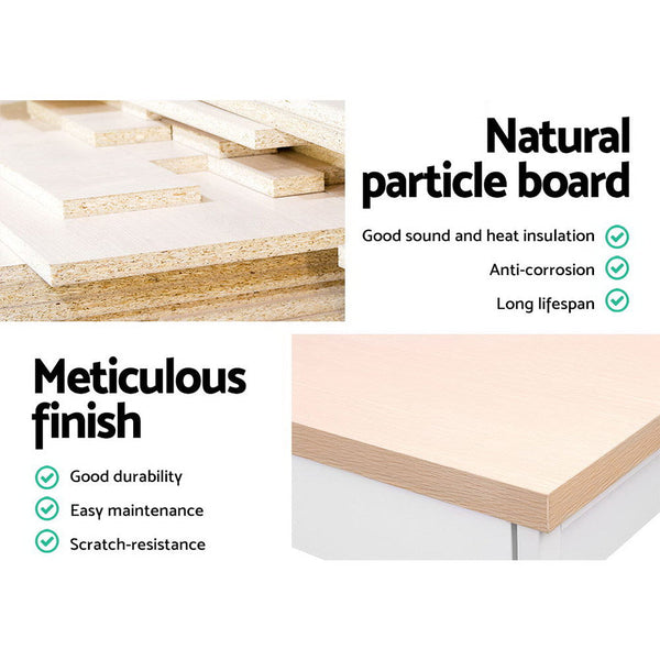 Artiss Metal Desk With Shelves White Oak Top Home Office Desks