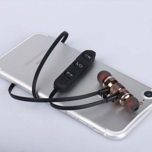 Metal Sports Bluetooth Headphone Wireless Earphone Magnetic Black
