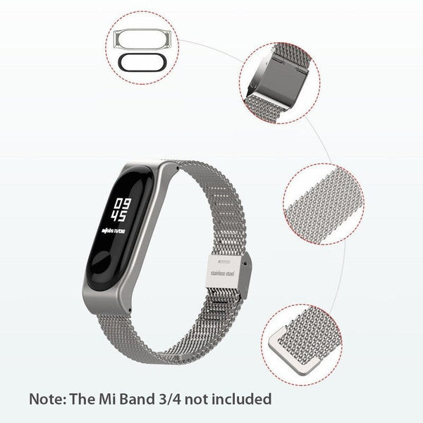 Metal Strap Wristband For Mi Band 3 4 Replacement Gold