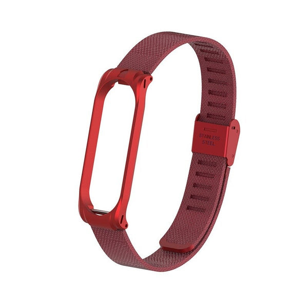 Metal Strap Wristband For Mi Band 3 4 Replacement Red
