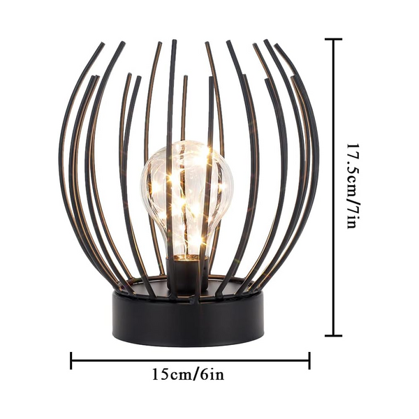 Metal Cage Table Lamp Cordless Battery Operated With Edison Style Led Bulb Ideal For Weddings Parties Patio Lamps
