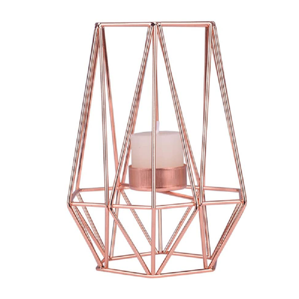 Metal Nordic Candle Holder In Gold Or Rose Decor Accessory Candle Holders & Accessories