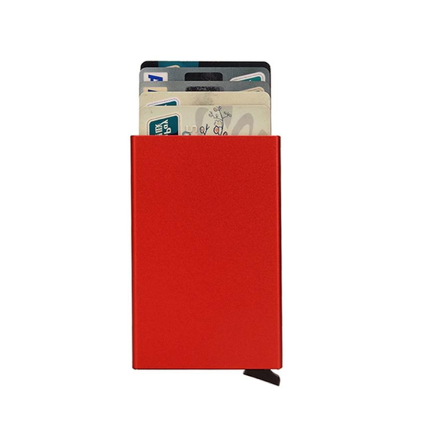 Metal Rfid Card Holder Wallet Compact Design Red Wallets