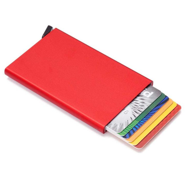 Metal Rfid Card Holder Wallet Compact Design Red Wallets