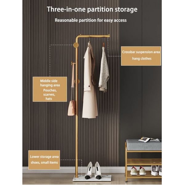 Metal Coat Rack Marble Base Hooks Clothes Coats Bag Tree Hat Display Hanger Stand Organiser Coat & Hat Racks