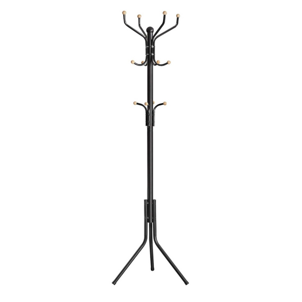 Metal Coat Rack Stand Hat Hanger, Black, 182Cm