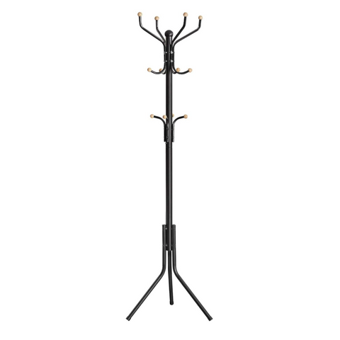 Metal Coat Rack Stand Hat Hanger, Black, 182Cm