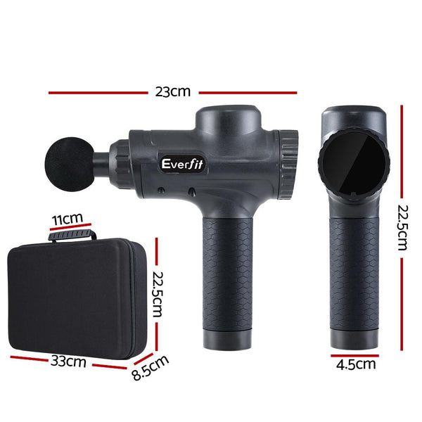 Everfit Massage Gun Electric Massager Vibration 6 Heads Muscle Therapy Percussion Tissue Massagers