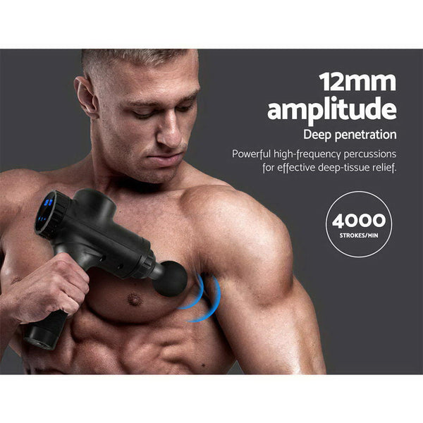 Everfit Massage Gun Electric Massager Vibration 6 Heads Muscle Therapy Percussion Tissue Massagers