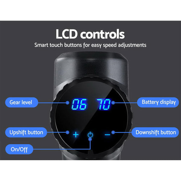 Everfit Massage Gun Electric Massager Vibration 6 Heads Muscle Therapy Percussion Tissue Massagers