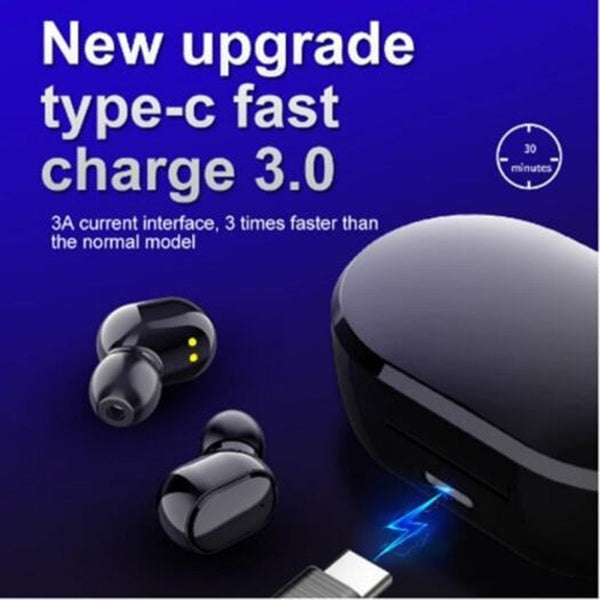 Mi Bluetooth 5.0 Wireless 6D Stereo Headphones Waterproof Sports Bass Earphones With Microphone Black Earbuds