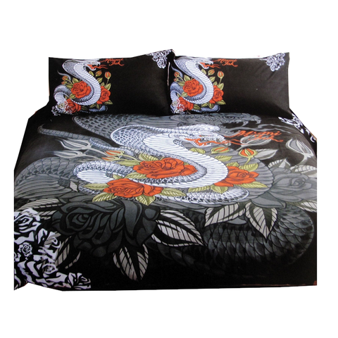 Miami Ink Cobra Black Quilt Cover Set Single Quilt Covers