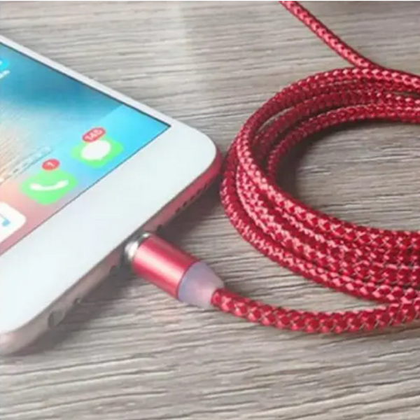 Micro Usb Magnetic Metallic Braid Charging Cable 1M Red