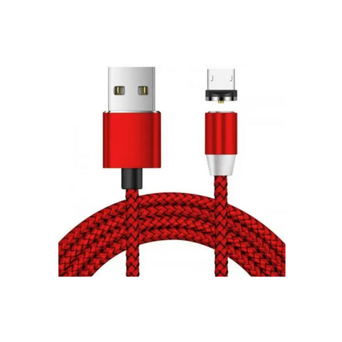 Micro Usb Magnetic Metallic Braid Charging Cable 1M Red
