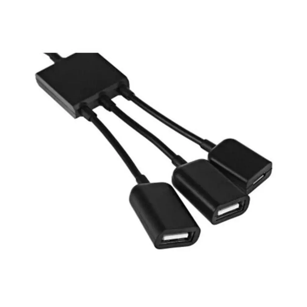 Micro Usb Hub Adapter Cable 3 In 1 To Dual And Female Port / For Samsung Galaxy S5 S4 S3 Not Black