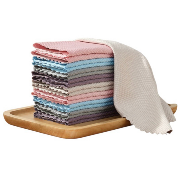 Microfiber Cleaning Cloths 10 Fish Scale 25X25cm Eco Friendly Reusable Towel For Kitchen Glass Car Cleaning Towels & Cloths
