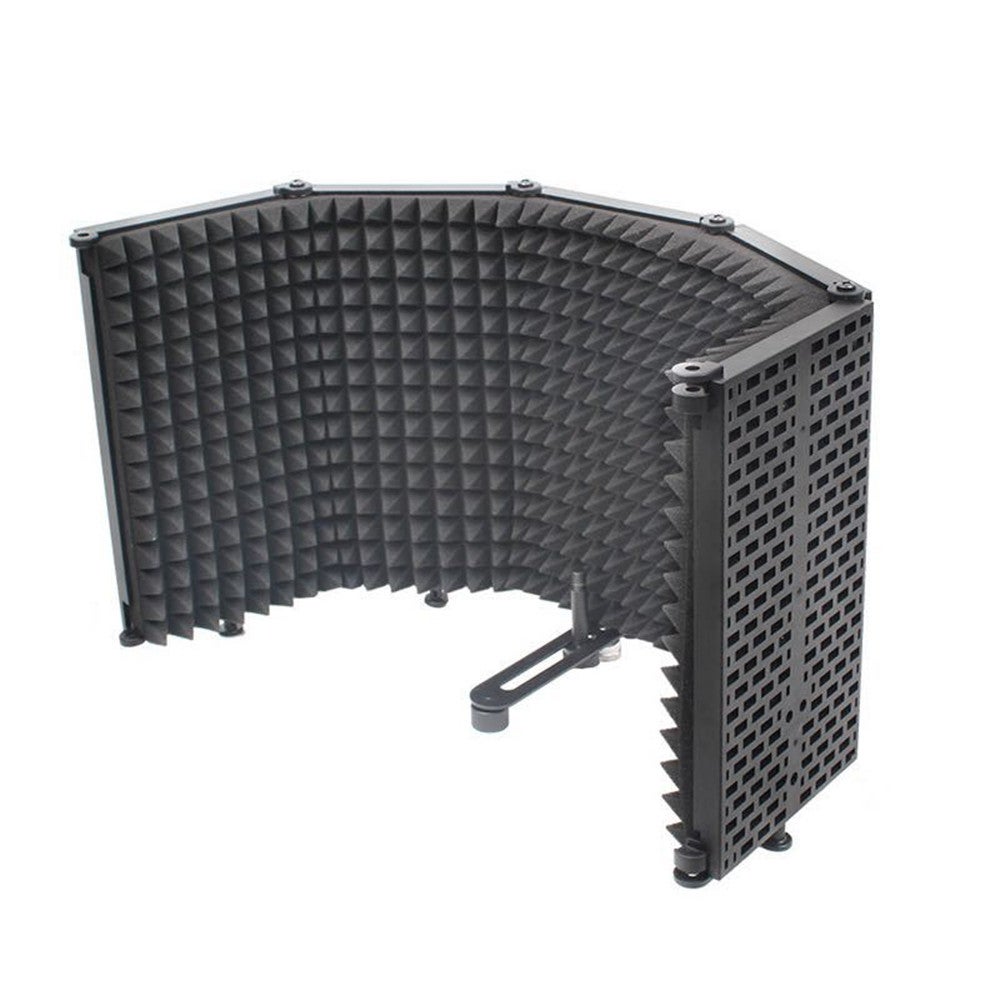 Microphone Isolation Shield 5 Panel Wind Screen Foldable 3 / 8 Inch Threaded High Density Absorbing Foam For Recording Studio Acoustic Treatments