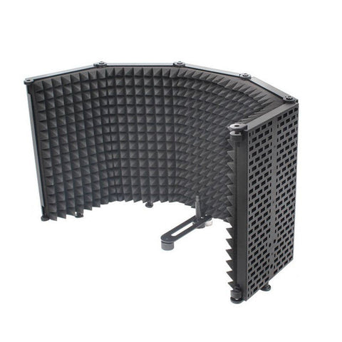 Microphone Isolation Shield 5 Panel Wind Screen Foldable 3 / 8 Inch And Threaded High Density Absorbing Foam For Recording Studio