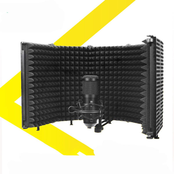 Microphone Isolation Shield 5 Panel Wind Screen Foldable 3 / 8 Inch Threaded High Density Absorbing Foam For Recording Studio Acoustic Treatments