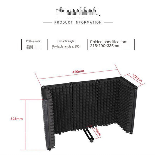 Microphone Isolation Shield 5 Panel Wind Screen Foldable 3 / 8 Inch Threaded High Density Absorbing Foam For Recording Studio Acoustic Treatments