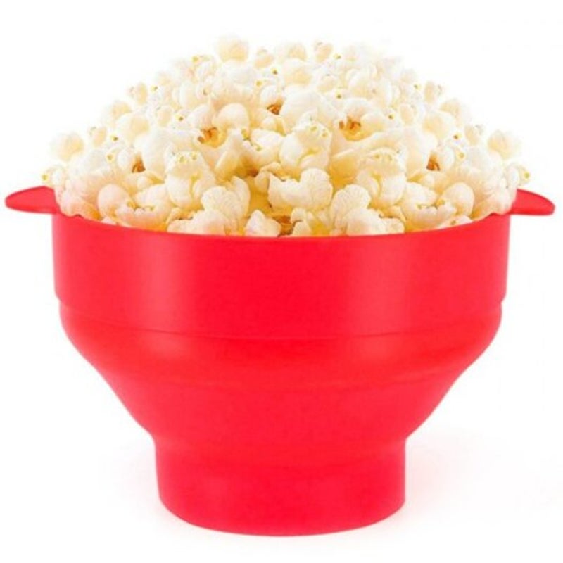 Microwaveable Silicone Popcorn Maker Bowl With Handle High Temperature Resistance Bpa Free Container Bean Red Microwave Cooking Gadgets