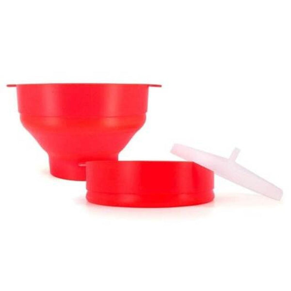 Microwaveable Silicone Popcorn Maker Bowl With Handle High Temperature Resistance Bpa Free Container Bean Red