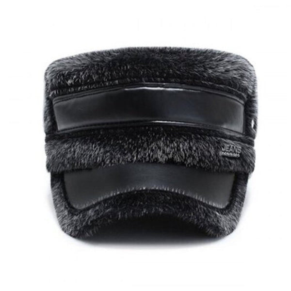 Hats Middle Aged Winter Thick Warm Men Earmuff Hat Casual Mink Like Peaked Cap Black