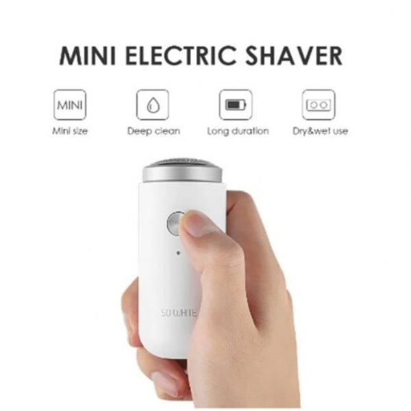 Mijia White Mini Electric Shaver Portable Mens Razor Dry Head Shaving Washable Beard