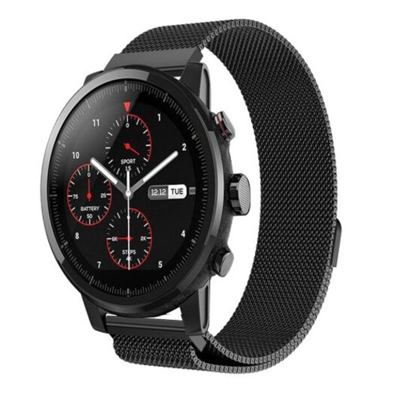 Milanese Loop Stainless Steel Watch Band Strap For Amazfit Stratos 2 / 2S Black Watch Bands