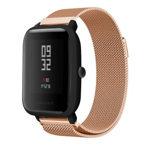 Milanese Loop Stainless Steel Watchband Strap For Amazfit Bip Youth Rose Gold