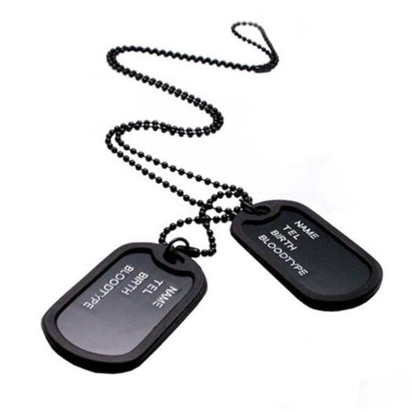Veile Studios Military Army Style Black 2 Dog Tagss Chain Mens Pendant Necklace Chains Necklaces