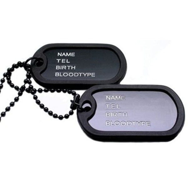 Veile Studios Military Army Style Black 2 Dog Tagss Chain Mens Pendant Necklace Chains Necklaces