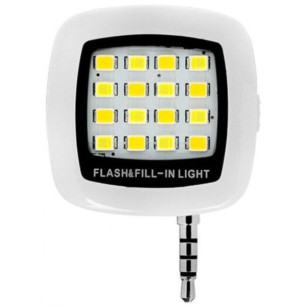 Mini 16 Led Selfie Enhancing Dimmable Cellphone Camera Flash Fill In Light White