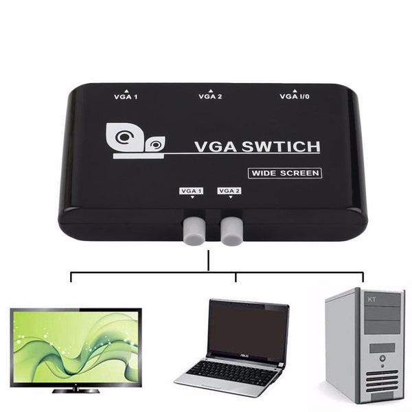 Mini 2 Port Vga Selector Box Multiple Inputs Vgasvga Manual Sharing Switch Switcher For Lcd Pc Laptop Monitor/Av Cables & Adapters