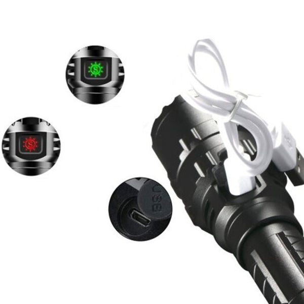 Mini 65000 Lumens Led Tactical Flashlight Usb Rechargeable Waterproof Modes Black Flashlights
