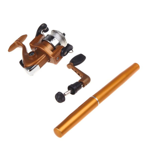 Mini Aluminum Pocket Pen Fishing Rod Pole Reel Rods & Poles