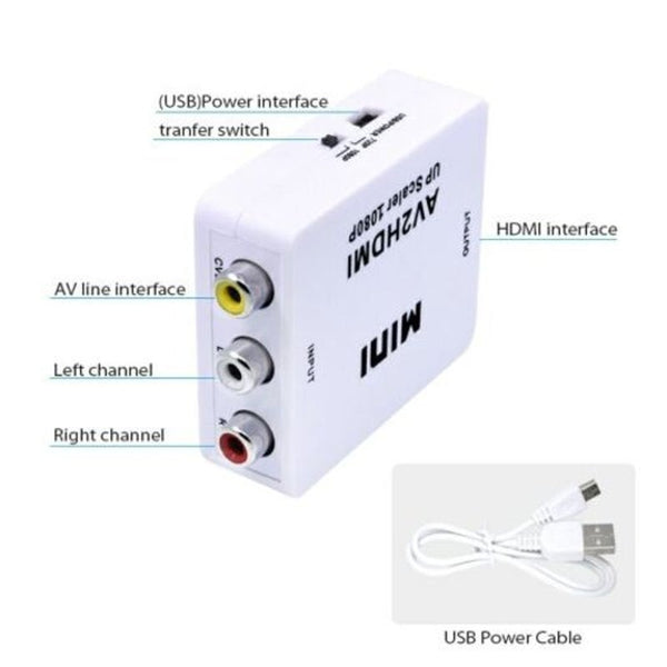 Mini Av To Hdmi Video Converter Box Av2hdmi Rca Cvbs Adapter White Usb Cables Hubs & Adapters