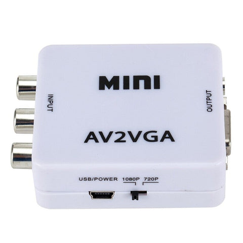 Mini Av2vga Video Converter Convertor Box Rca Cvbs To Vga Conversor With 3.5Mm Audio Pc Hdtv White