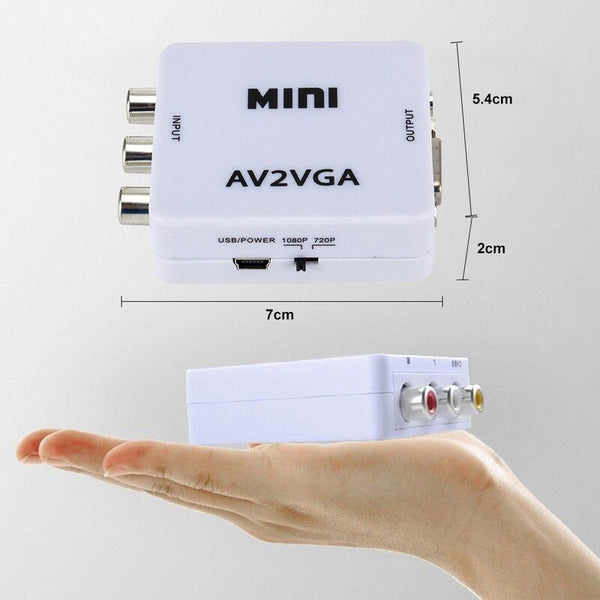 Mini Av2vga Video Converter Convertor Box Rca Cvbs To Vga Conversor With 3.5Mm Audio Pc Hdtv White Video Cables & Adapters