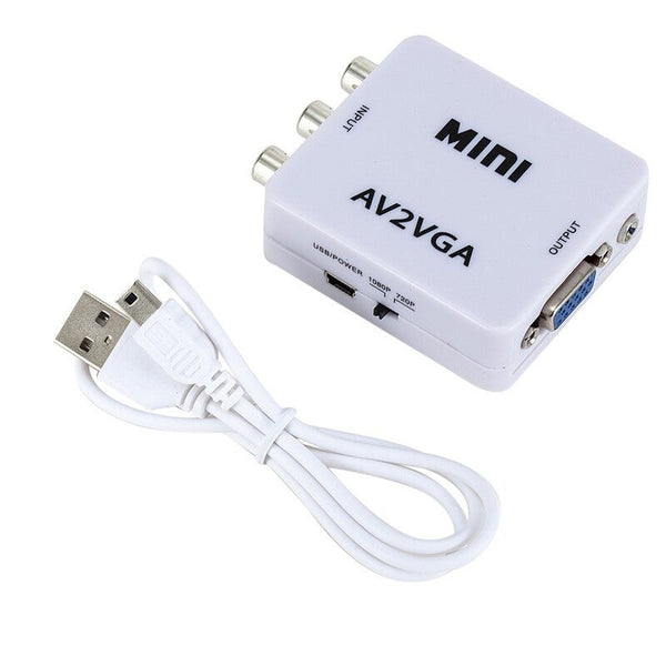 Mini Av2vga Video Converter Convertor Box Rca Cvbs To Vga Conversor With 3.5Mm Audio Pc Hdtv White Video Cables & Adapters