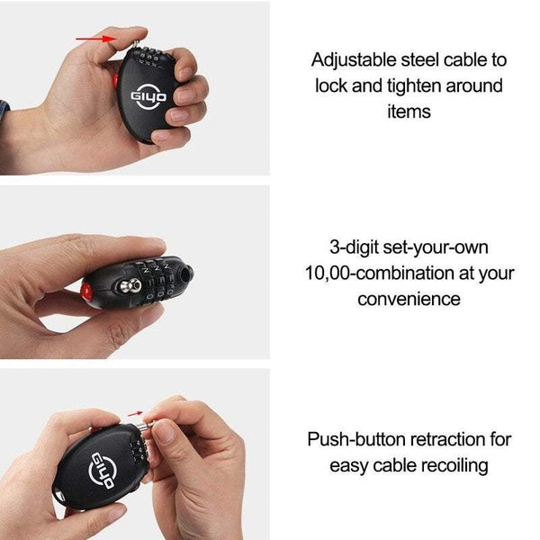 Bike Locks Mini Bicycle Helmet Anti Theft 3 Digits Combination Password Cycling Safety Locks & Security