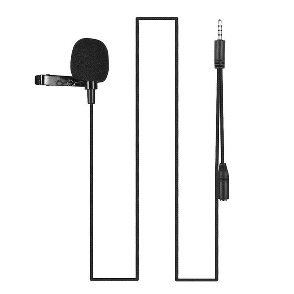 Mini Clip On Lapel Lavalier Condenser Microphone With 3.5Mm Headphone Output Jack For Iphone Ipad Android Smartphone Dslr Camera Computer Pc Laptop Mi