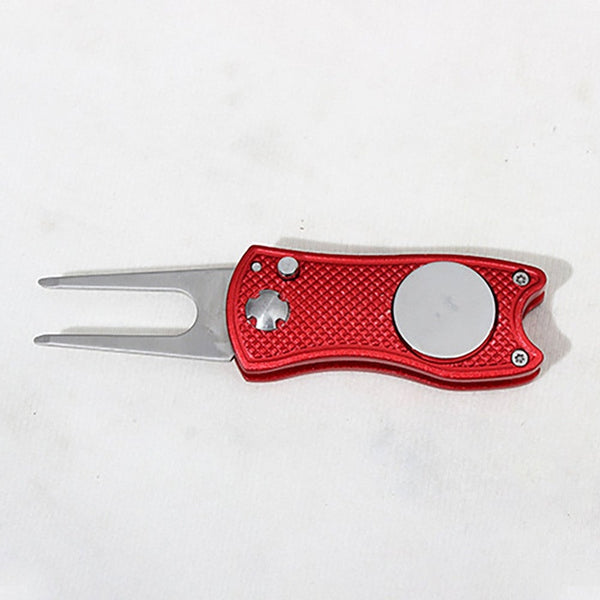 Mini Foldable Golf Divot Tool With Ball Marker Pitch Cleaner Pitchfork Accessories Putting Green Fork Divot Tools