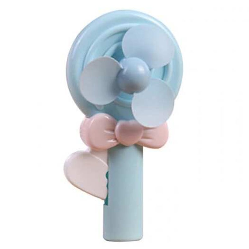 Mini Hand Held Lollipop Fan Light Blue Portable Fans