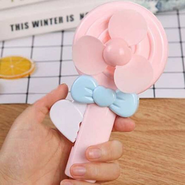 Mini Hand Held Lollipop Fan Light Blue Portable Fans