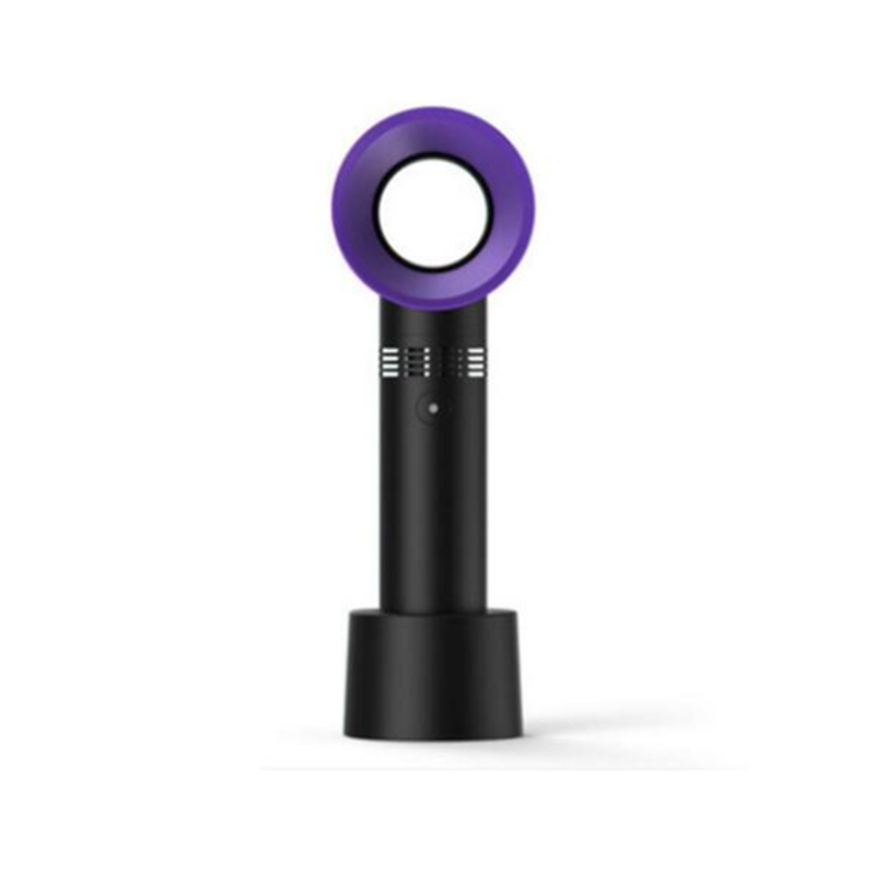Mini Handheld Bladeless Usb Charging Fan Detachable Base Ventilator Purple Portable Fans