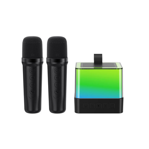 Mini Karaoke Machine Portable Bluetooth Speaker With 2 Wireless Microphones
