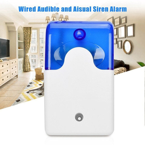 Mini Wired Strobe Siren Sound Alarm Flashing Red Light For Home Security Protect System 110Db Blue Sirens